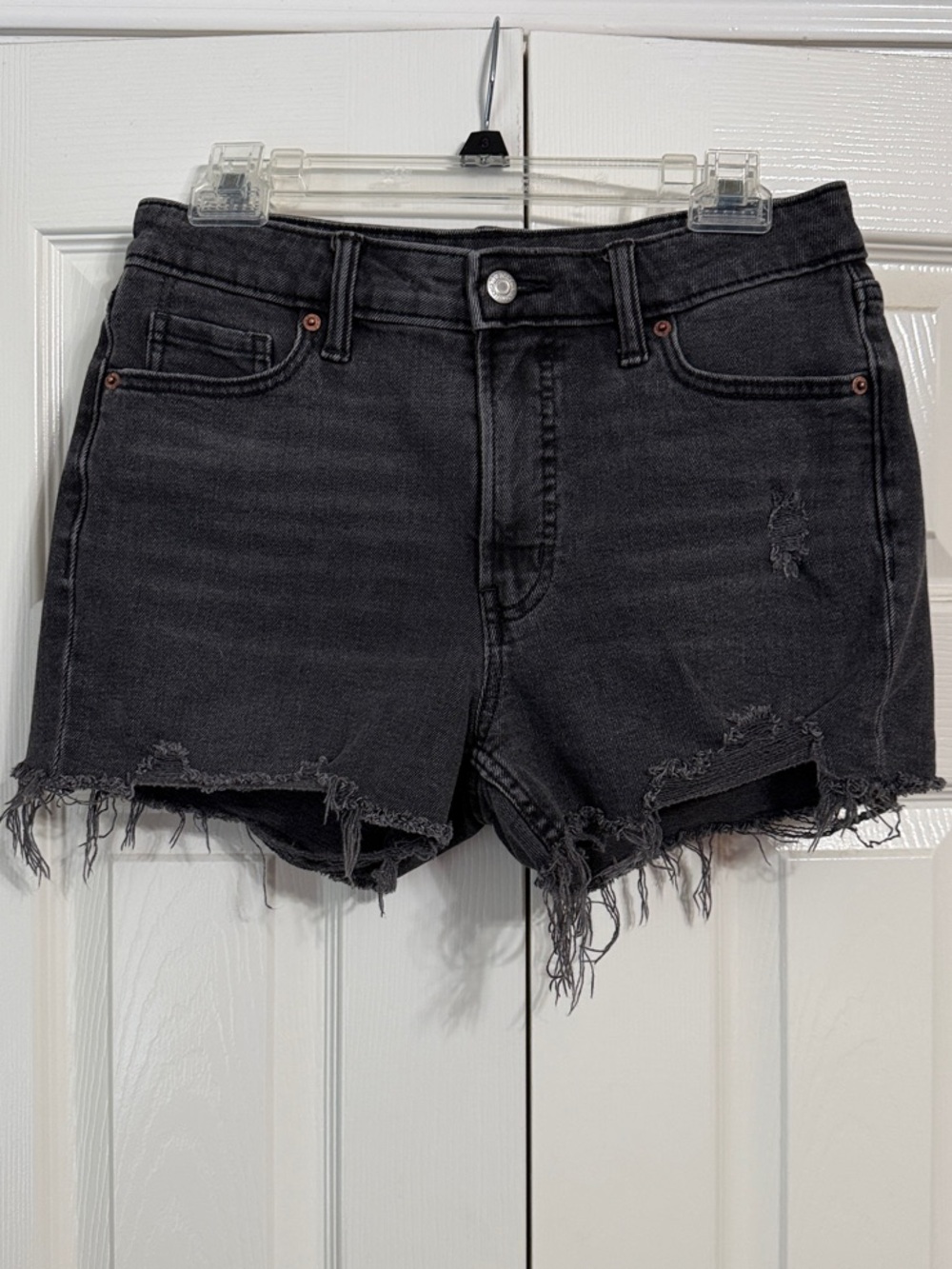 Old Navy Size 4 Black Distressed High Rise Denim Shorts